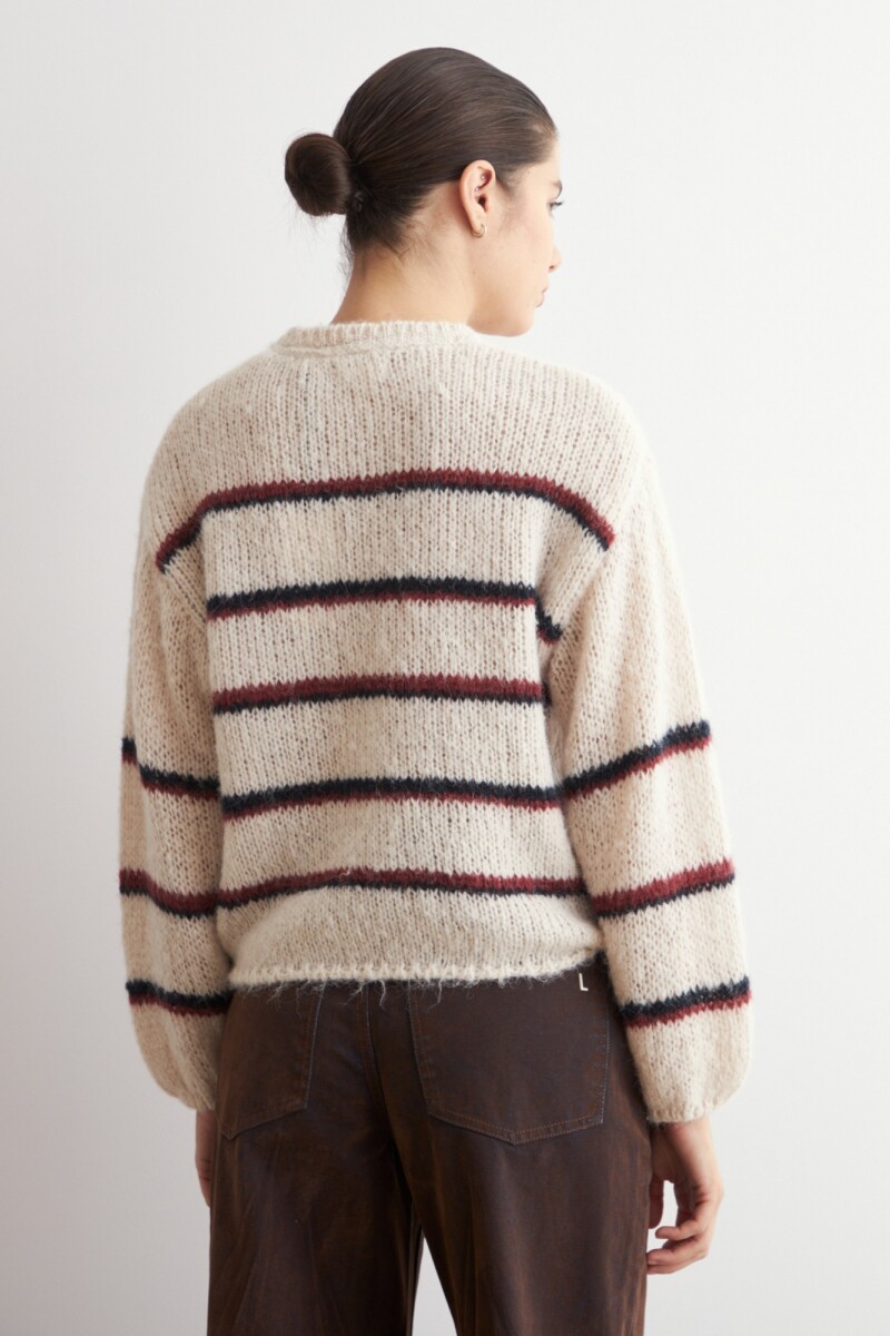 Sweater rayado crudo