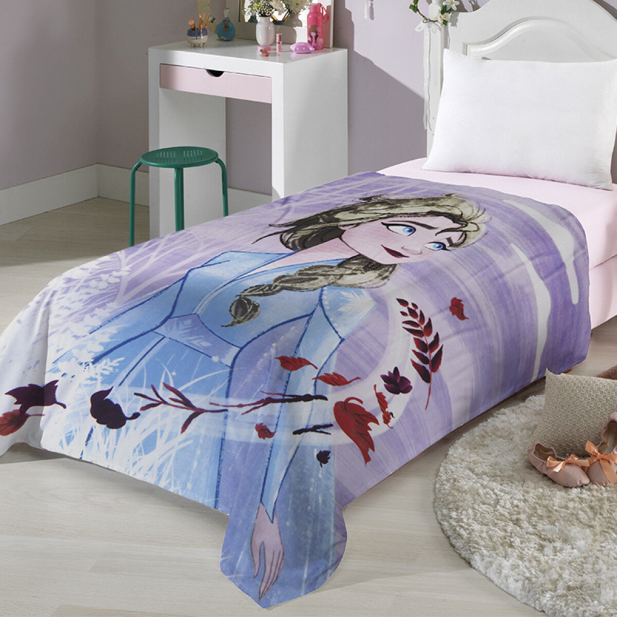 Frazada Infantil Terciopelo 1 Plaza Frozen 150 x 200 cm - LILA 