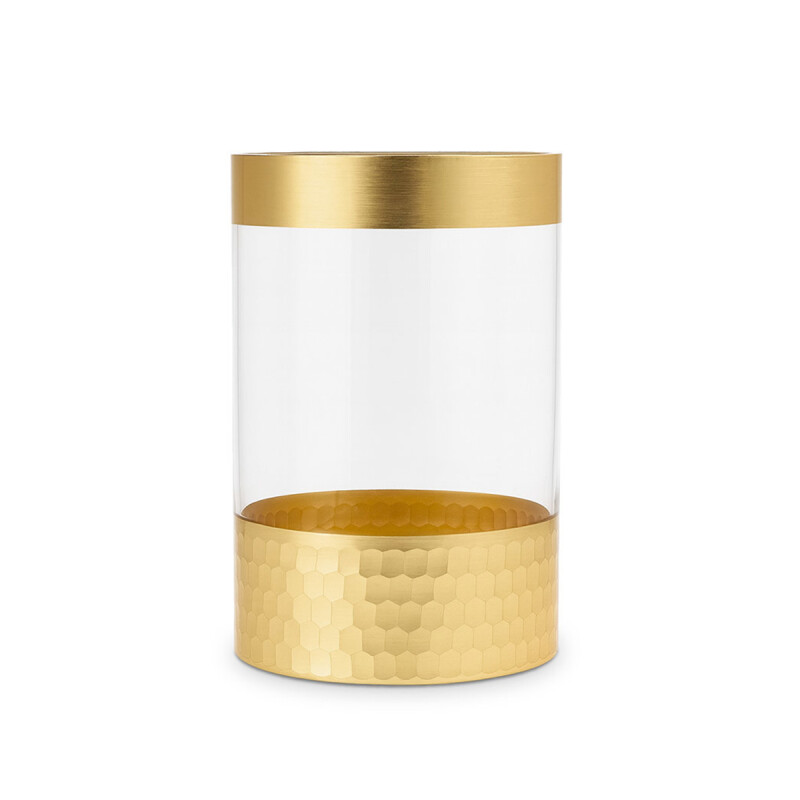 FLORERO VIDRIO TRANS. D15x25CM DORADO FLORERO VIDRIO TRANS. D15x25CM DORADO