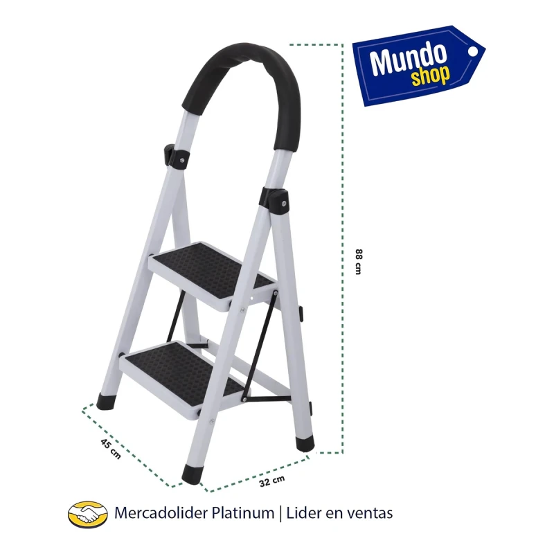 Escalera De Aluminio Tijera 2 Escalones Antideslizante Negro