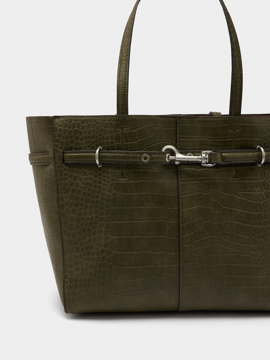 Bolso Shopper Grabado Animal verde