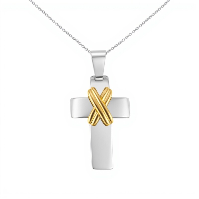 Dije Cruz -Plata y Oro - Sin piedra - CP5650 sinpiedra