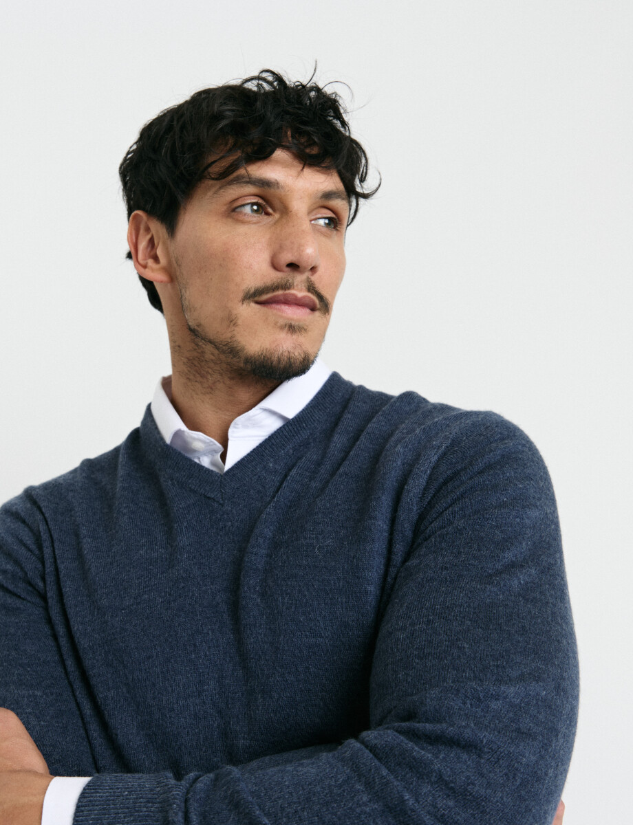 470313 SWEATER V HARRINGTON URBAN Azul Melange