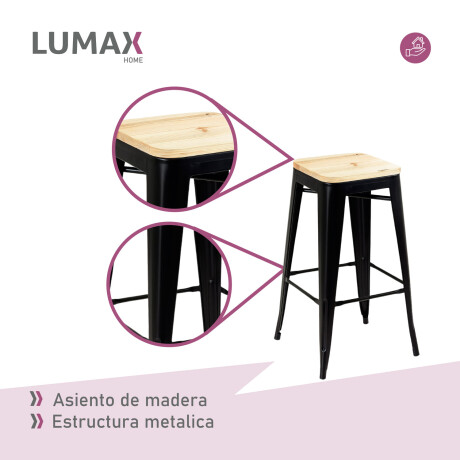 Taburete Tolix en metal y asiento de madera Negro