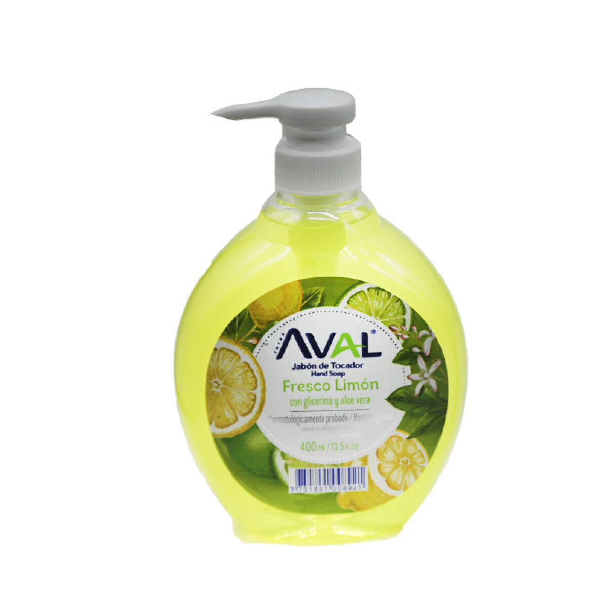 Jabón Líquido para Manos AVAL 400ml Frasco con Dispensador - Limón 