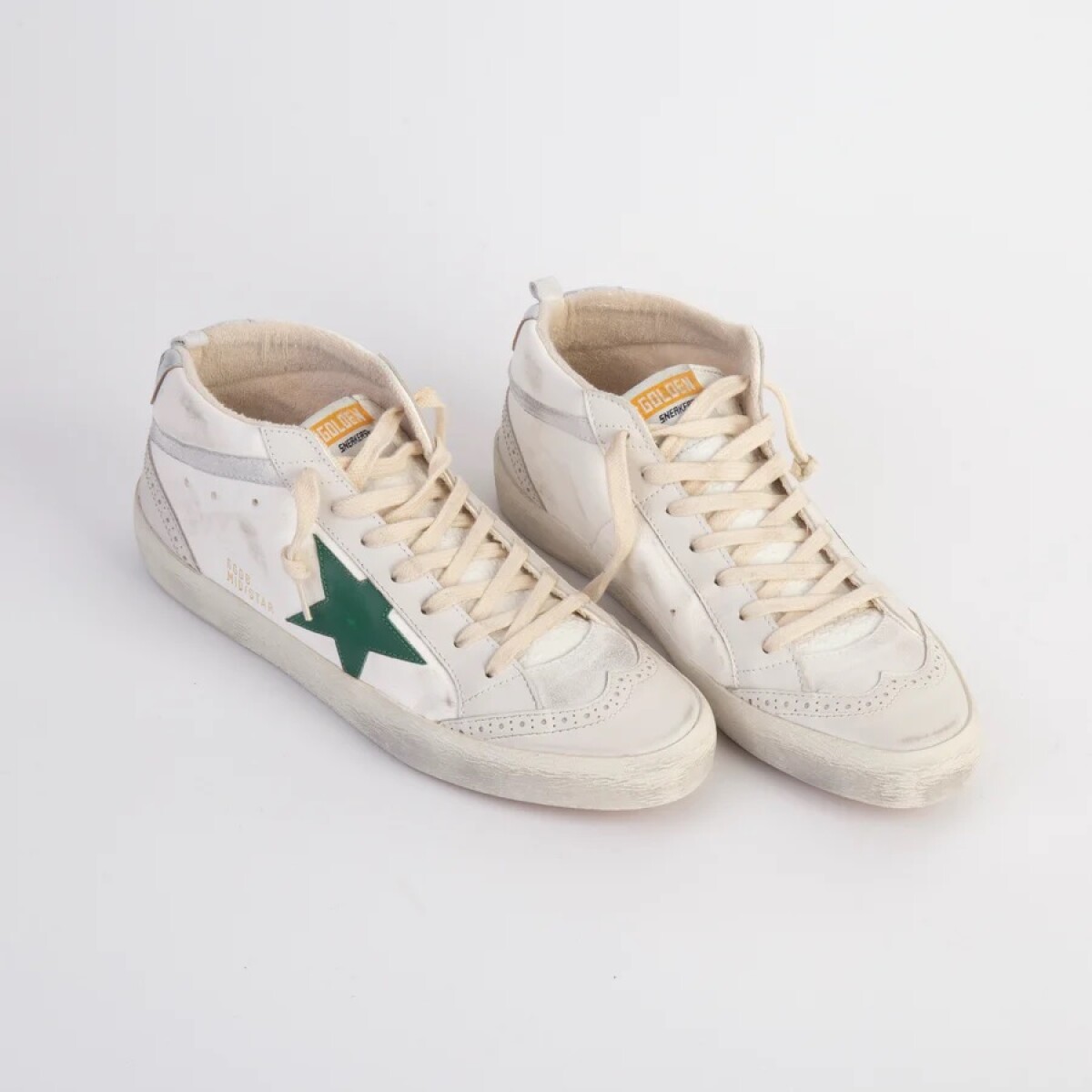 Golden Goose-Botines de cuero, Mid Star - Blanco 