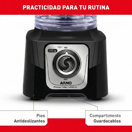 Licuadora Arno Power Max | Potencia de 1400w | Jarra de 3,1 Lts. | Color negro. Licuadora Arno Power Max | Potencia de 1400w | Jarra de 3,1 Lts. | Color negro.