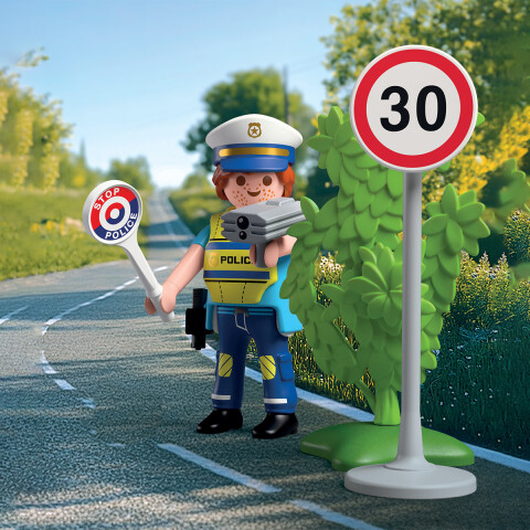 Inspector de Transito con Detector Velocidad Playmobil 11 Piezas U
