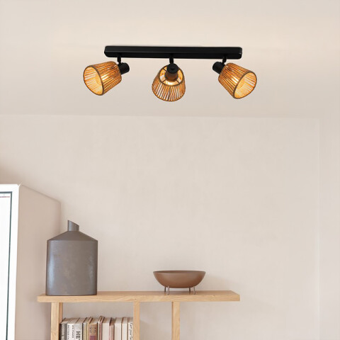 Aplique acero negro 3xE14 c/pantalla de papel EG6164