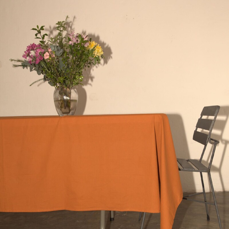 Mantel liso redondo algodón 180cm marrón