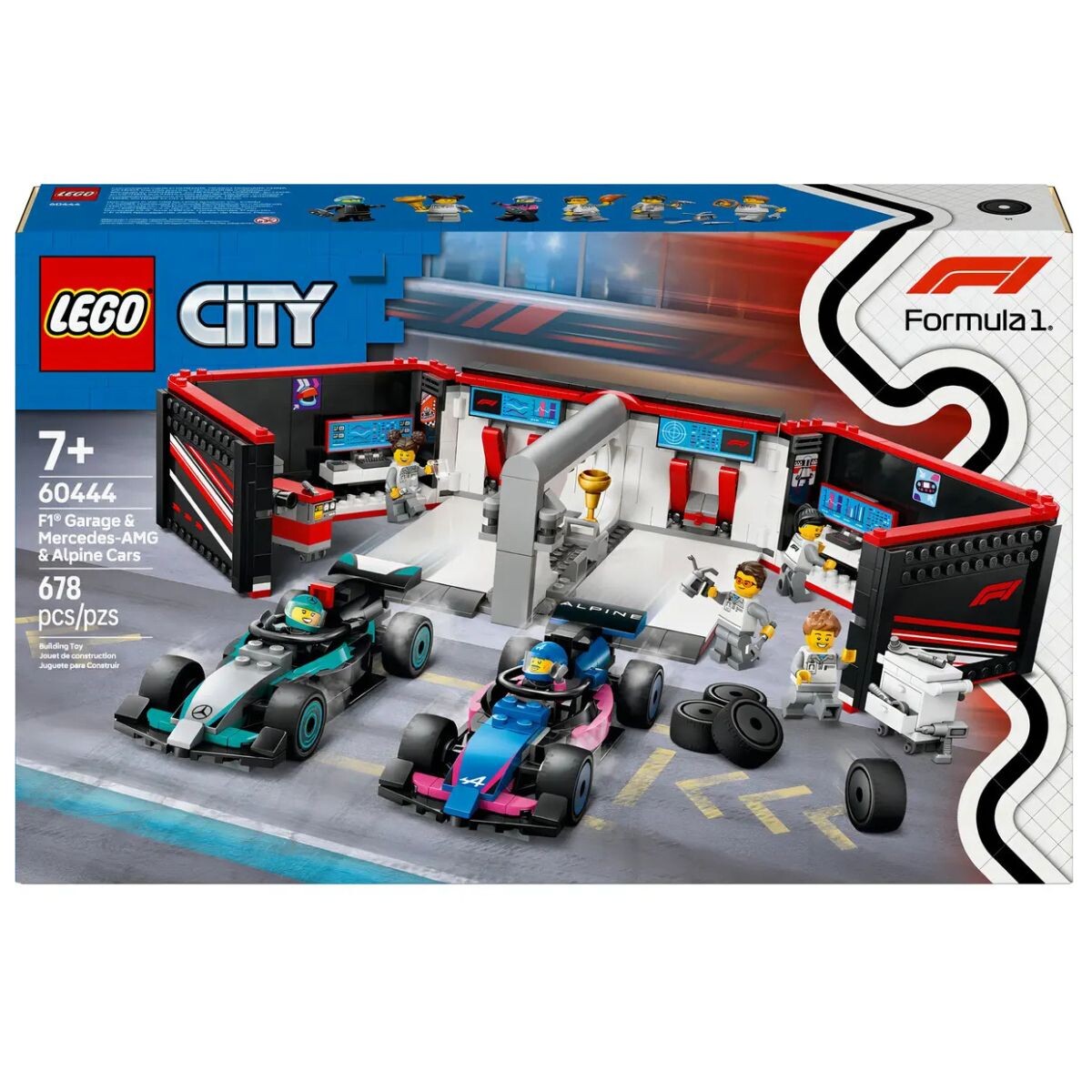 Lego City F1 Garaje de F1® con Coches Mercedes-AMG y Alpine 678 pcs 7+ 