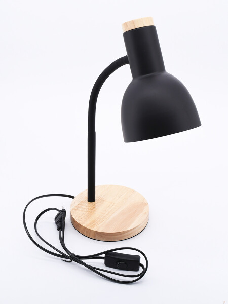LÁMPARA DE ESCRITORIO BASE MADERA NEGRO