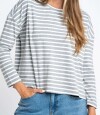 Remera Algodon Elastano Rayada Gris Melange