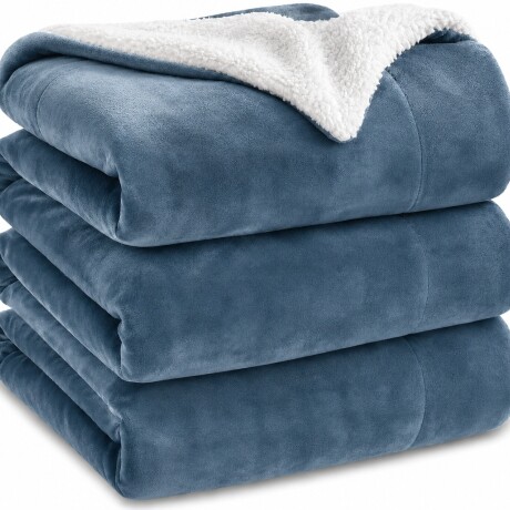 Frazada Manta Polar con Corderito 2 Plazas 200x230cm Azul