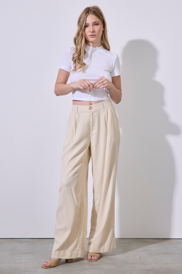 Pantalon Lino Wide BEIGE