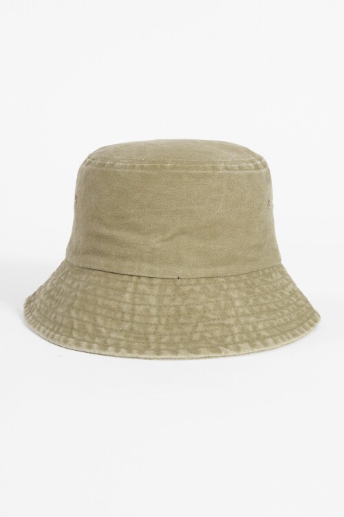 Gorro bucket gastado pespunte verde oliva