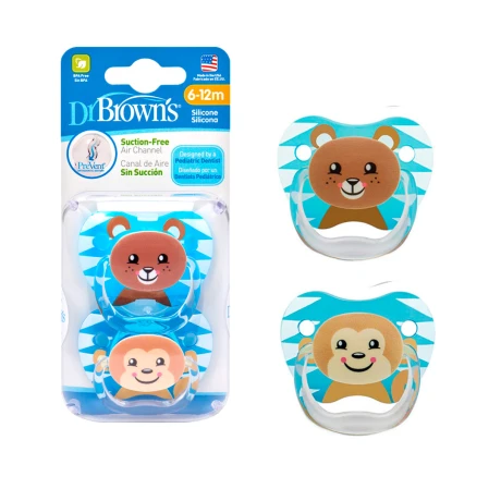 SET DE 2 CHUPETES ETAPA 1 6-12M OSO Y MONO DR BROWNS 22015 001
