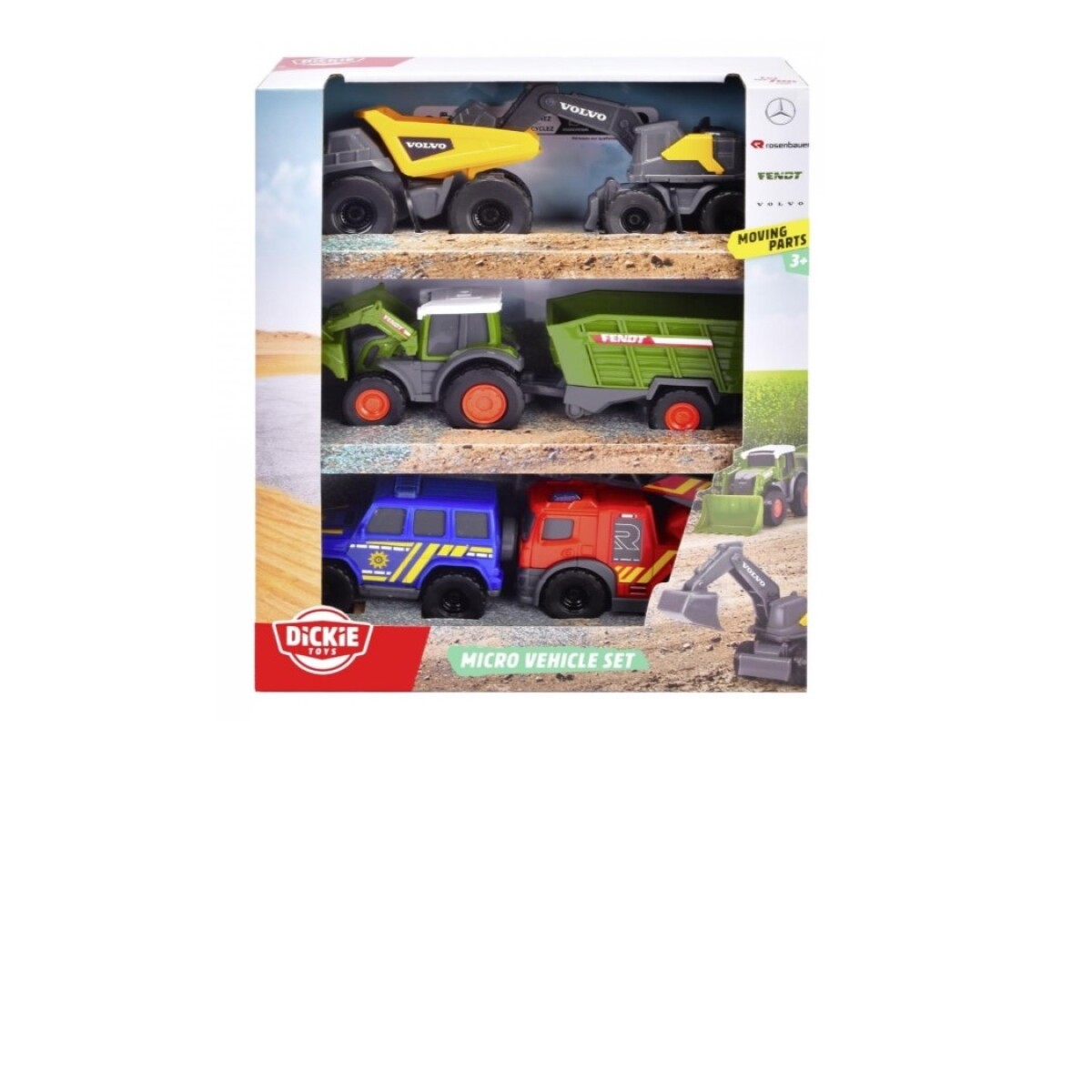 Dickie Micro City Set vehiculos 8 cm volvo, granja y rescate 