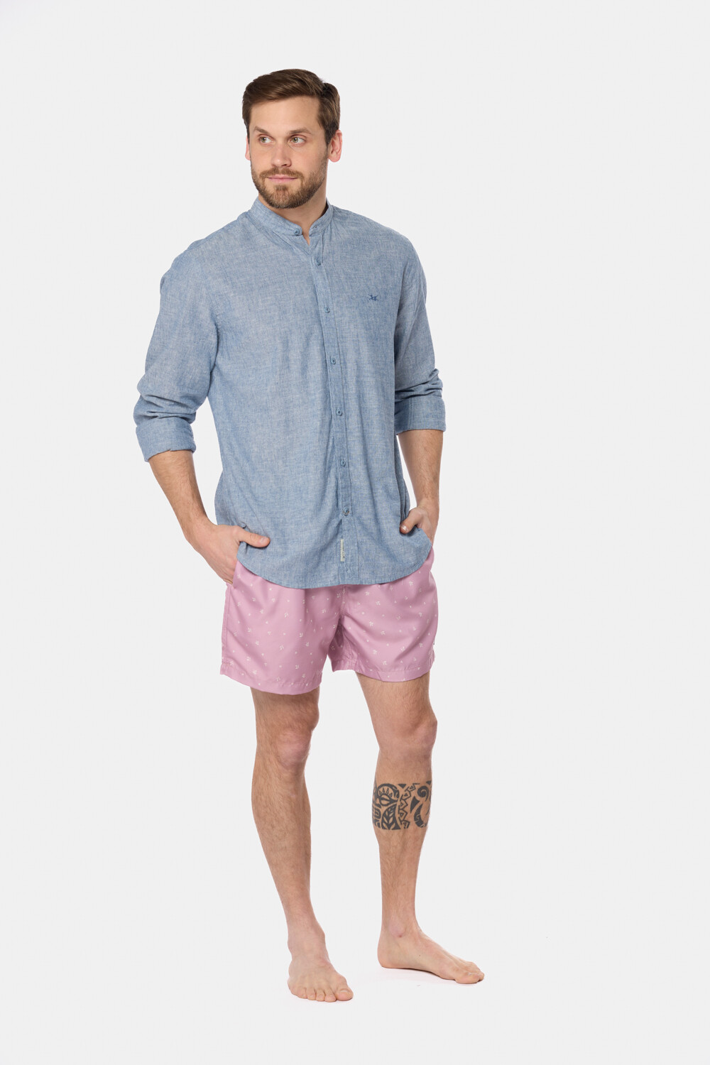 SHORT DE BAÑO ESTAMPADO Rosado