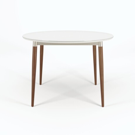 Mesa de comedor Abbey - Redonda con Vidrio Off White y Natural