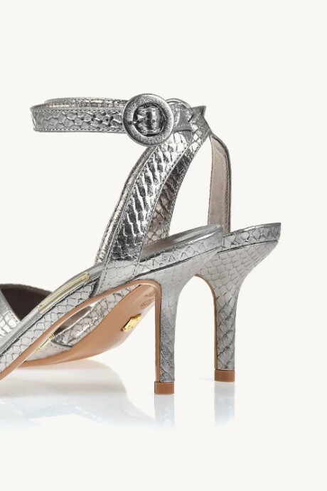 Sandalia taco medio Snake Metalizado