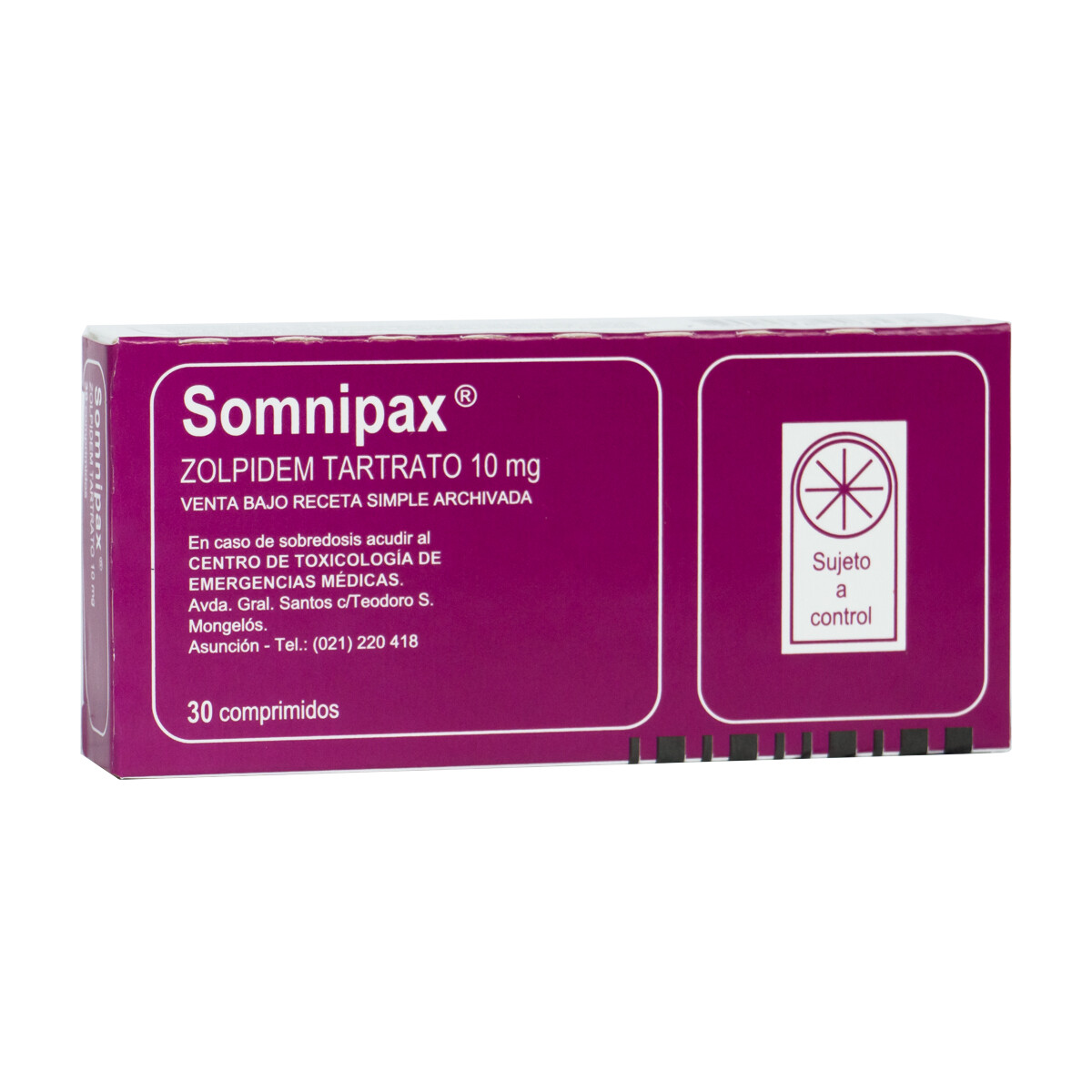 SOMNIPAX ZOLPIDEM 10 MG. CJ X 30 COMP. 