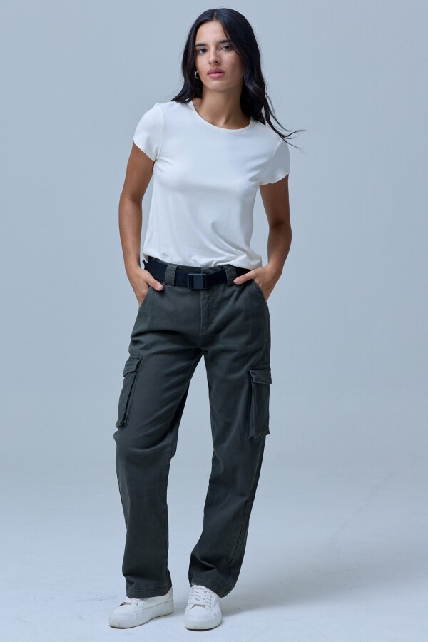 Pantalon Cargo Cinto OLIVA