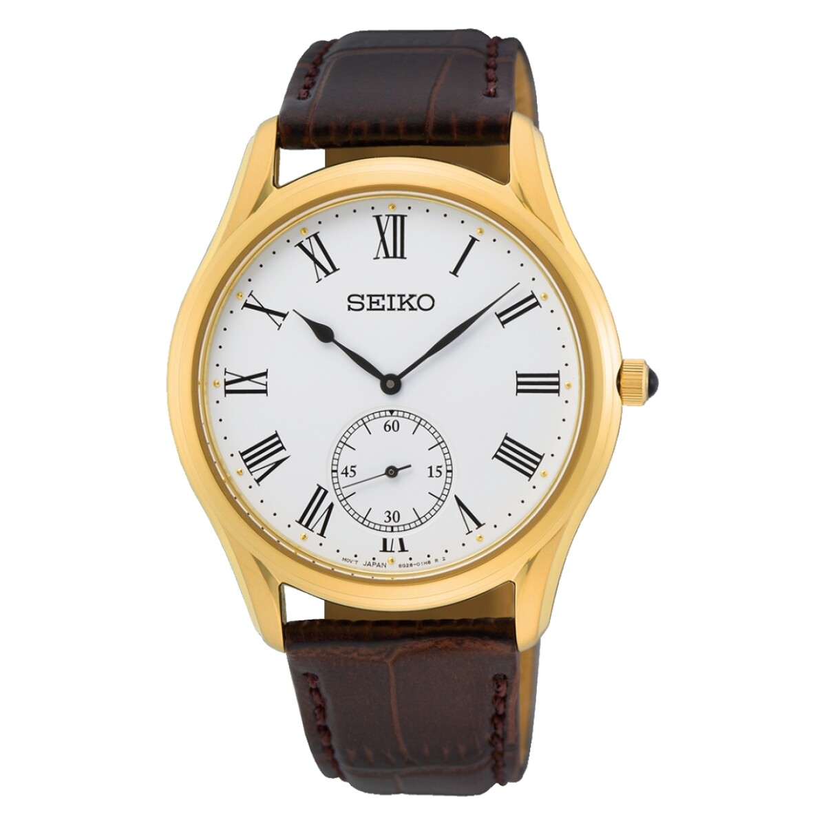 Reloj Seiko SRK050P1 para hombre con correa de cuero - Dorado 