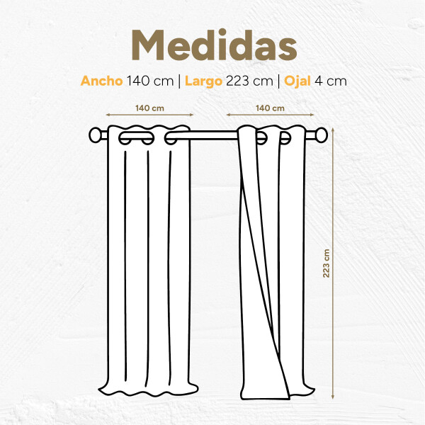 Cortina 100% Blackout 2Paños 140x220 Textura Lino Doble Faz Variante Color Beige