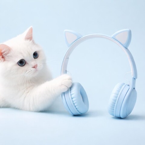 AURICULARES INALÁMBRICOS CON OREJAS DE GATO (AZUL) AURICULARES INALÁMBRICOS CON OREJAS DE GATO (AZUL)