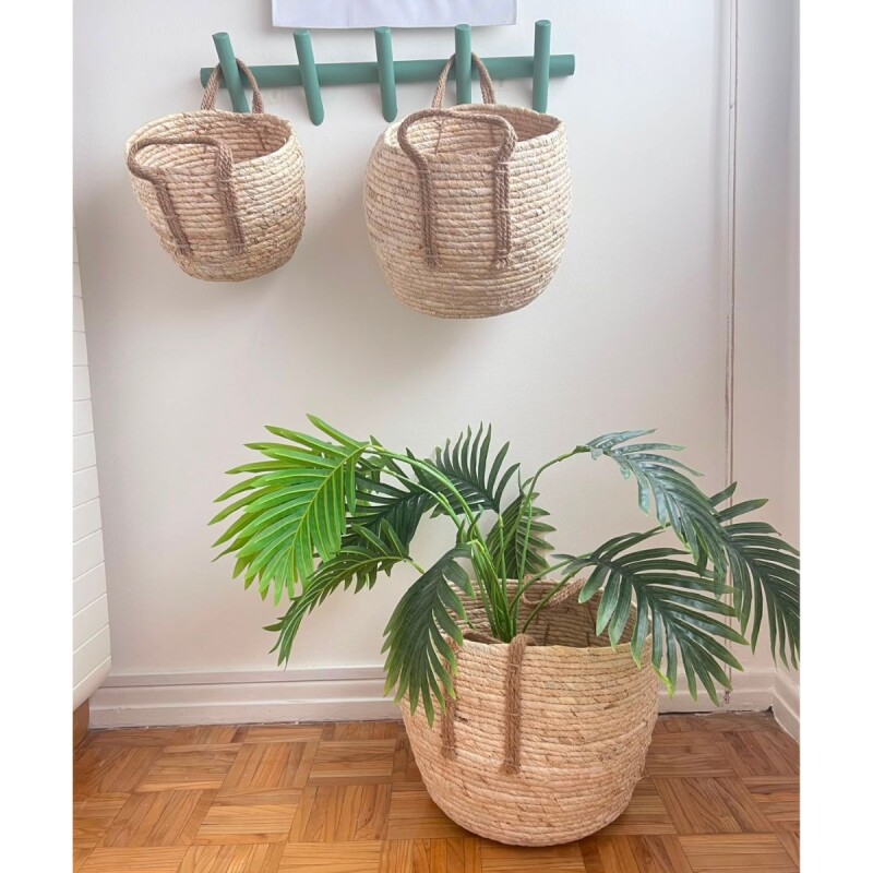 HN03 Set X3 Canastos De Ratan Con Asas 22x17 / 25x20 / 30x25 - Natural