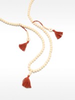 Collar Largo De Cuentas Con Borlas burdeos