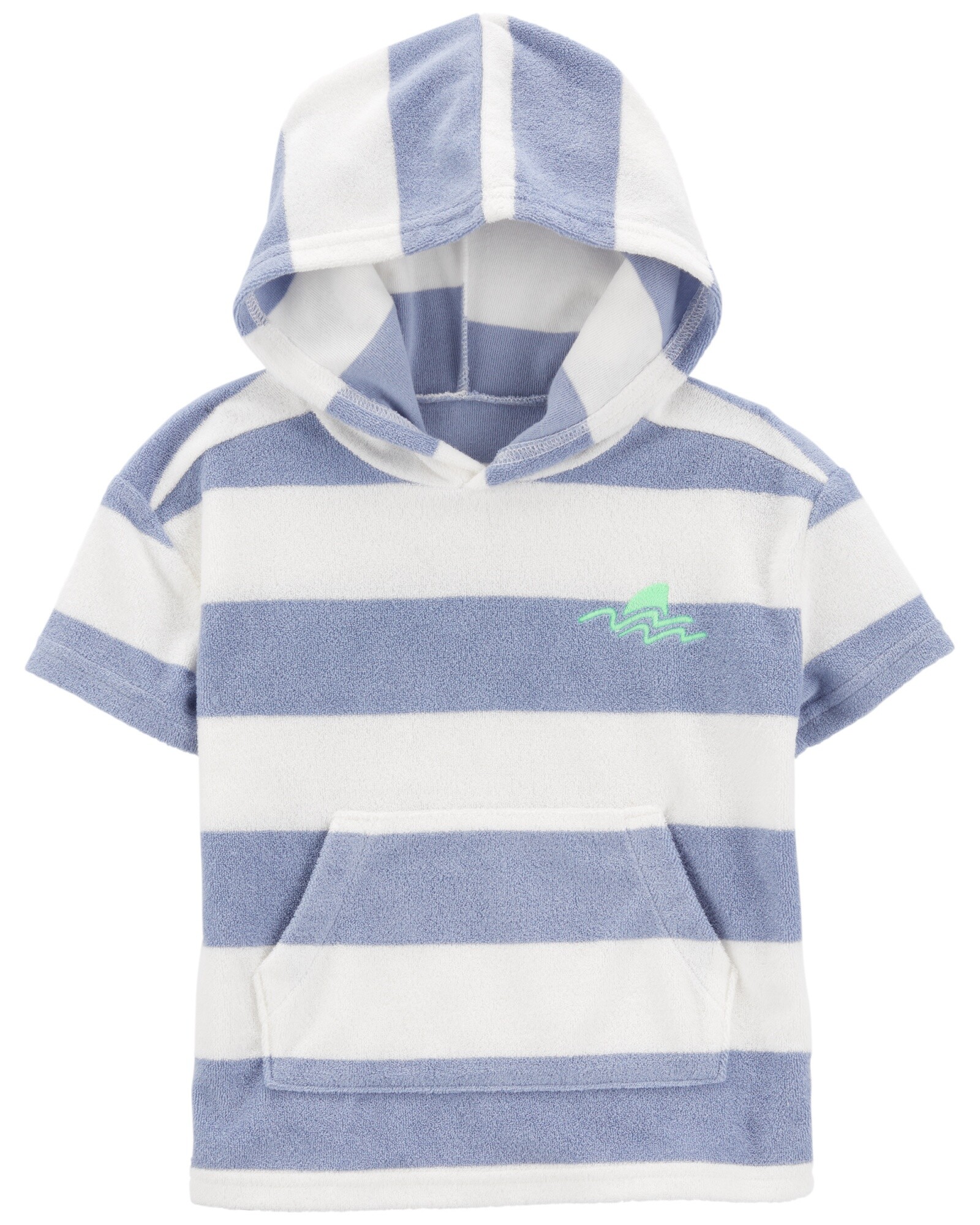 Remera de algodón terry, tipo canguro, diseño a rayas Sin color