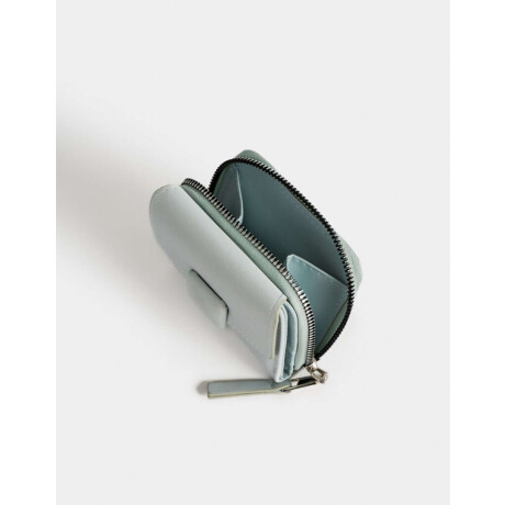 Billetera De Cuerina Con Broche Azul Celeste