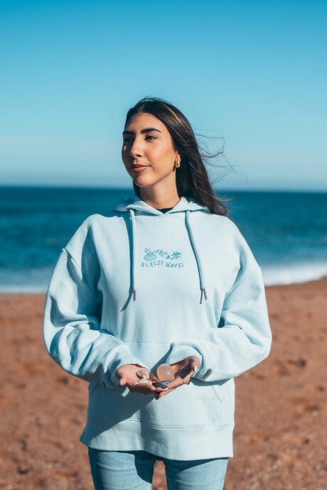 Hoodie Orilla Bordado / Celeste U