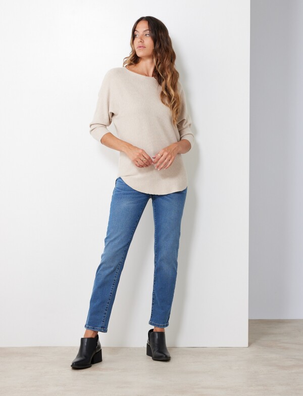 Buzo Dolman Ribs BEIGE CLARO