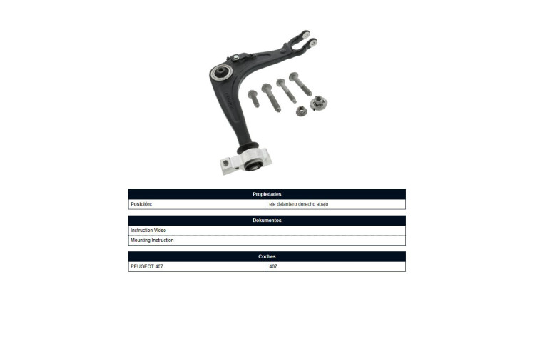 Brazo De Suspensión Peug 407 04-25 Der Brazo De Suspensión Peug 407 04-25 Der