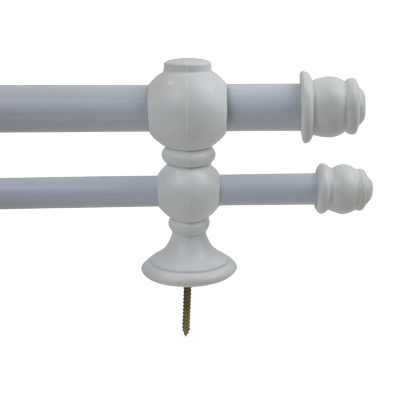 Barrote cortina doble de metal 2 m + 2 Soportes BLANCO