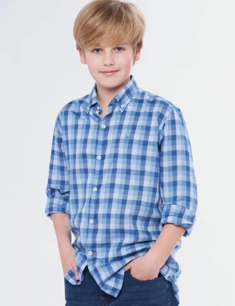 CAMISA A CUADROS Celeste