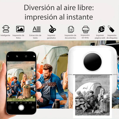 Mini Impresora Térmica Portátil BT Para Android o iOS Blanco