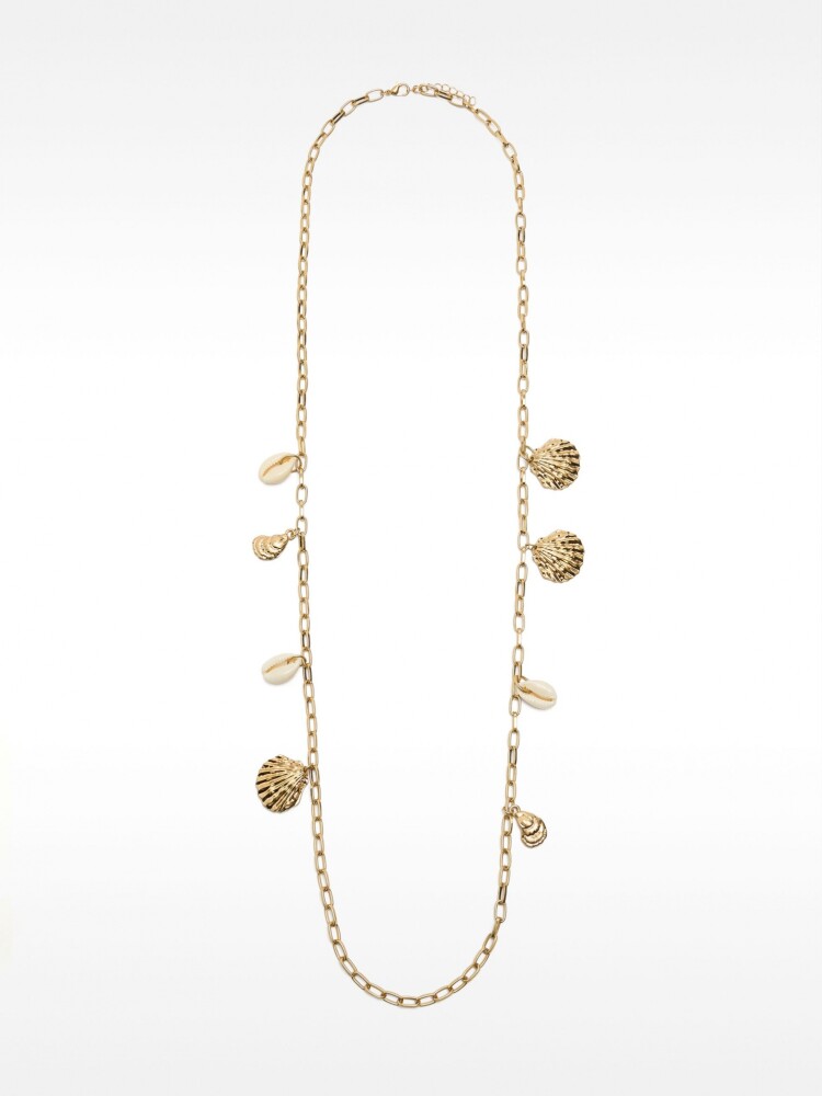 Collar De Eslabones Largos Con Concha blanco