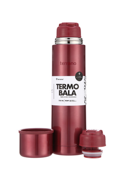 Termo Bala 750ML Metalizado Rojo Metalizado