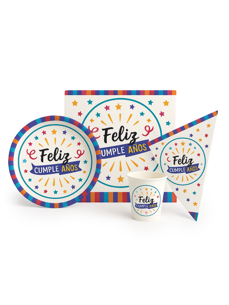 PARTY SET FELIZ CUMPLE COMPLETO 38PCS ROJO (V)
