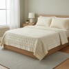 JGO CUBRE CAMA BEIGE QUEEN 3PZAS Unica