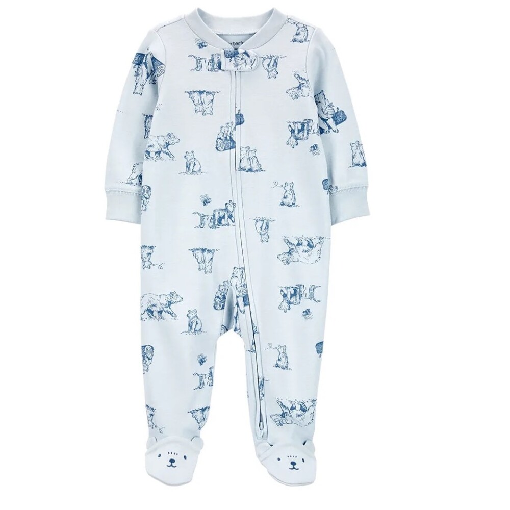 Enterito algodón Carters con pie RN Celeste OSO pastel