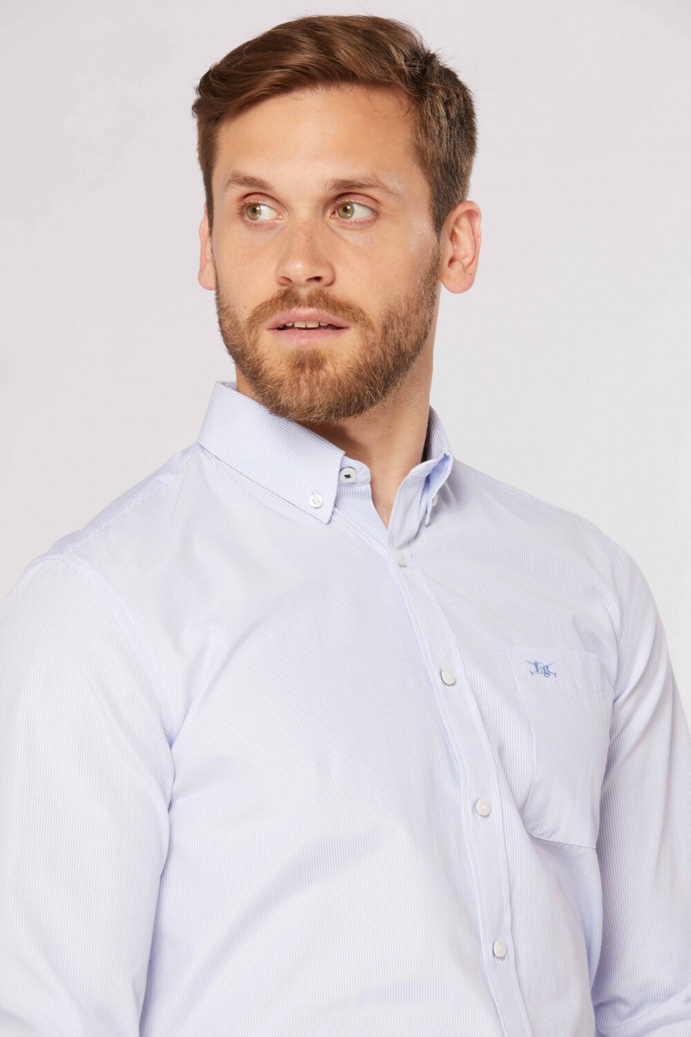 CAMISA RAYADA Celeste