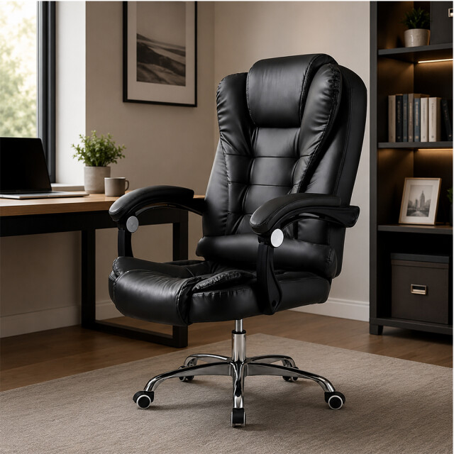 SILLA DE ESCRITORIO CON MASAJEADOR EJECUTIVA CORPORATIVA ERGONÓMICA NEGRO