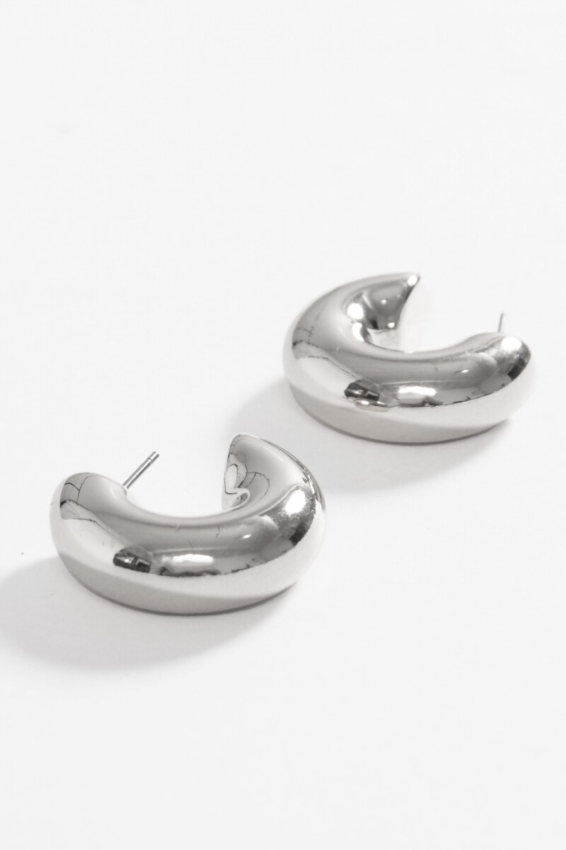 Aros gruesos pin rectangular plateado