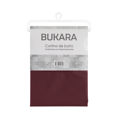 Cortina Baño con Transparencia Bukara con Argollas 180 x 180 cm BORDO