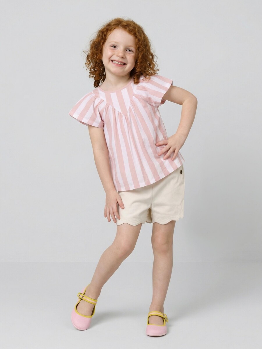 Camiseta De Rayas Rosa